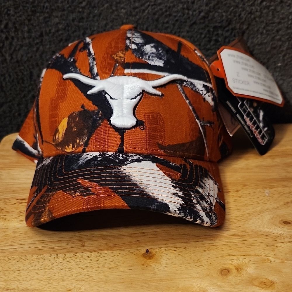 Zephyr Texas Longhorn Orange Camouflage Hat - New